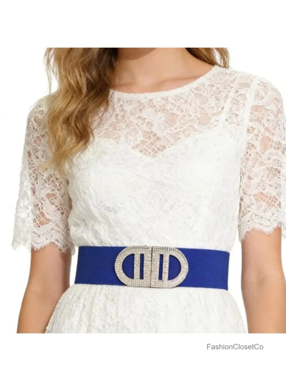Stretchy Vintage Cinch Belt for Women Dresses Interlocking Buckle Elastic Waist